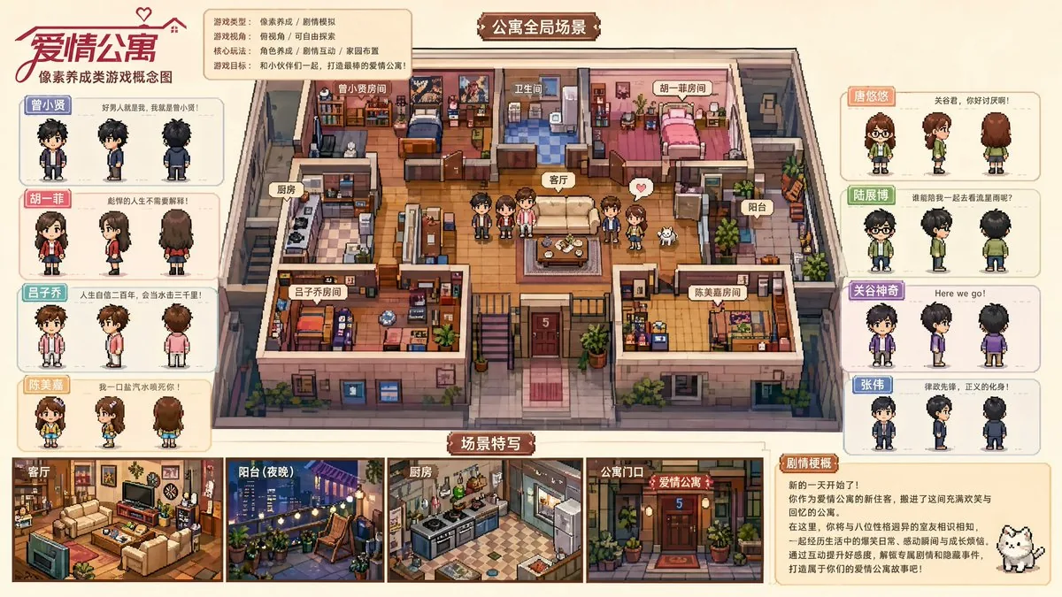 电视剧主题像素游戏概念板