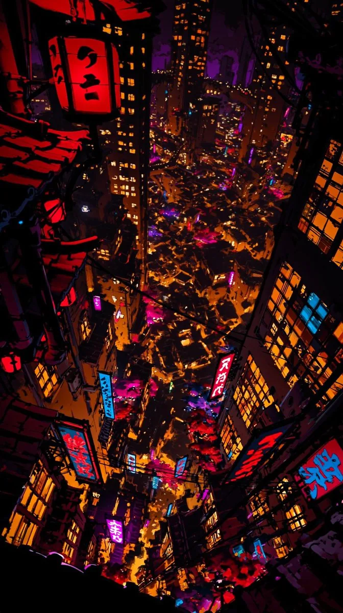 超现实日本未来城市插画