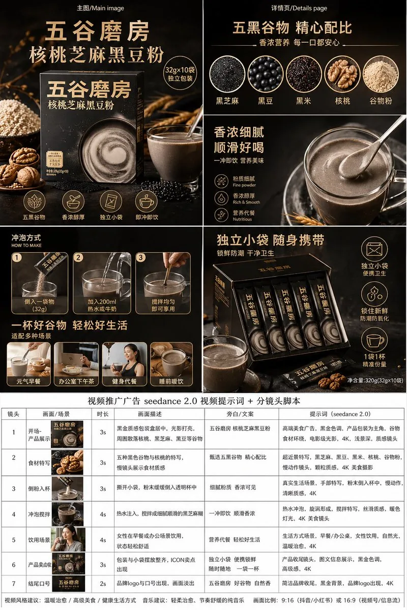 电商主图 - 高端谷物粉广告板