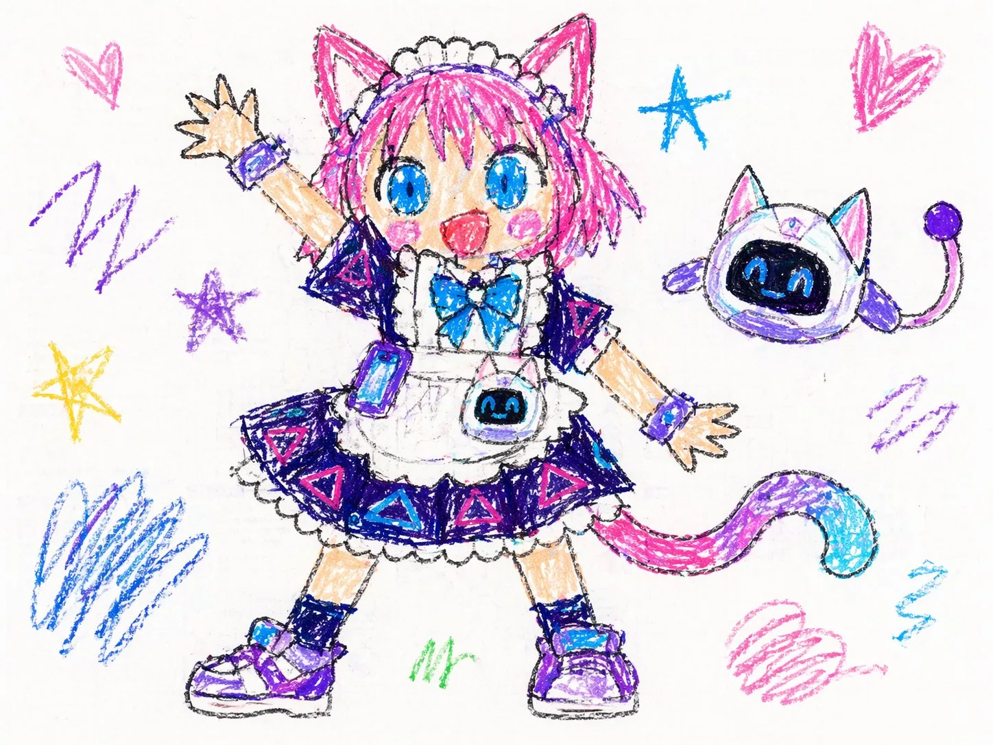 幼儿蜡笔涂鸦风人像