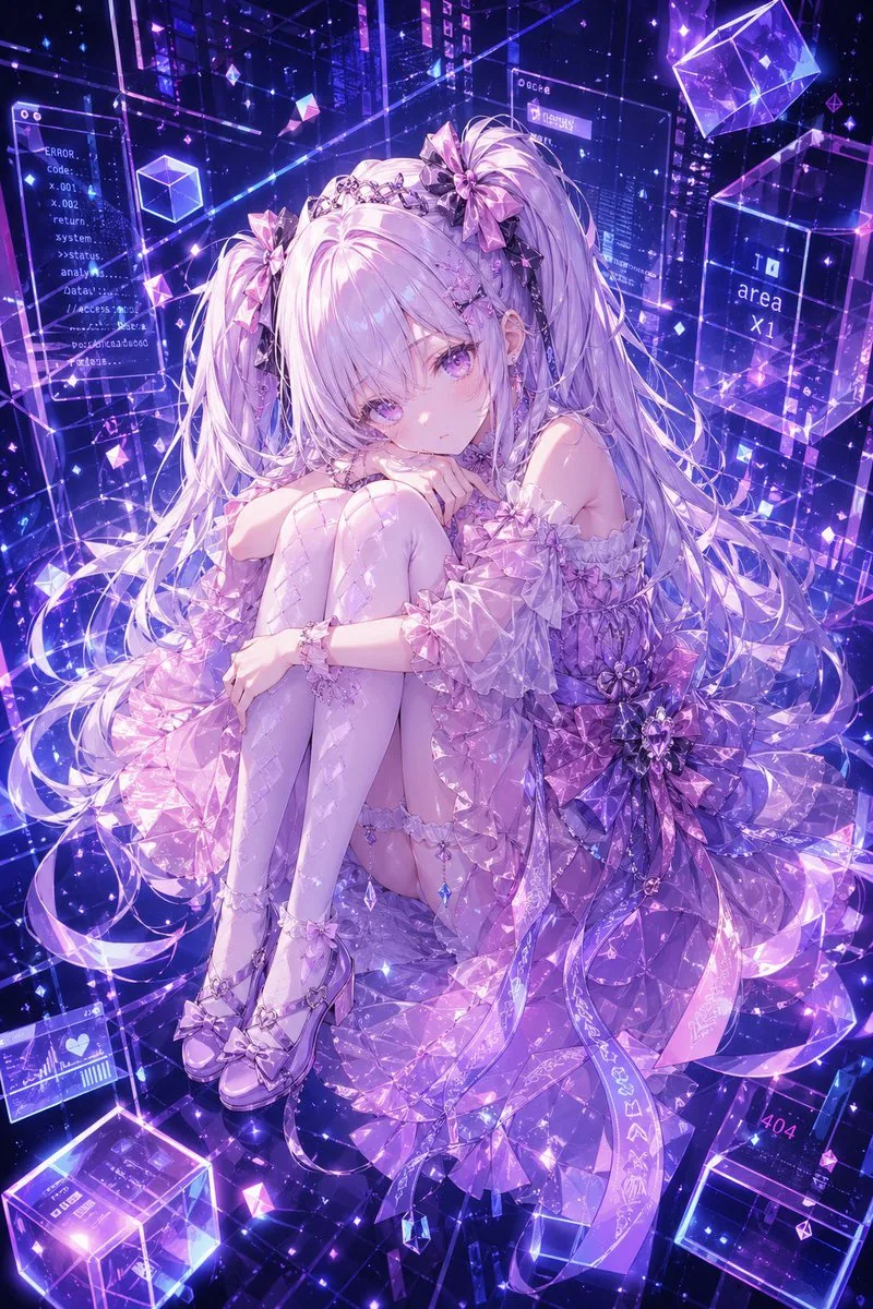 赛博水晶动漫少女人像