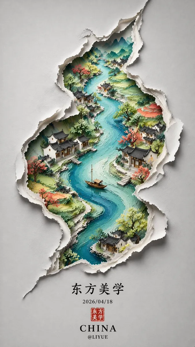 中式极简 S 形海报