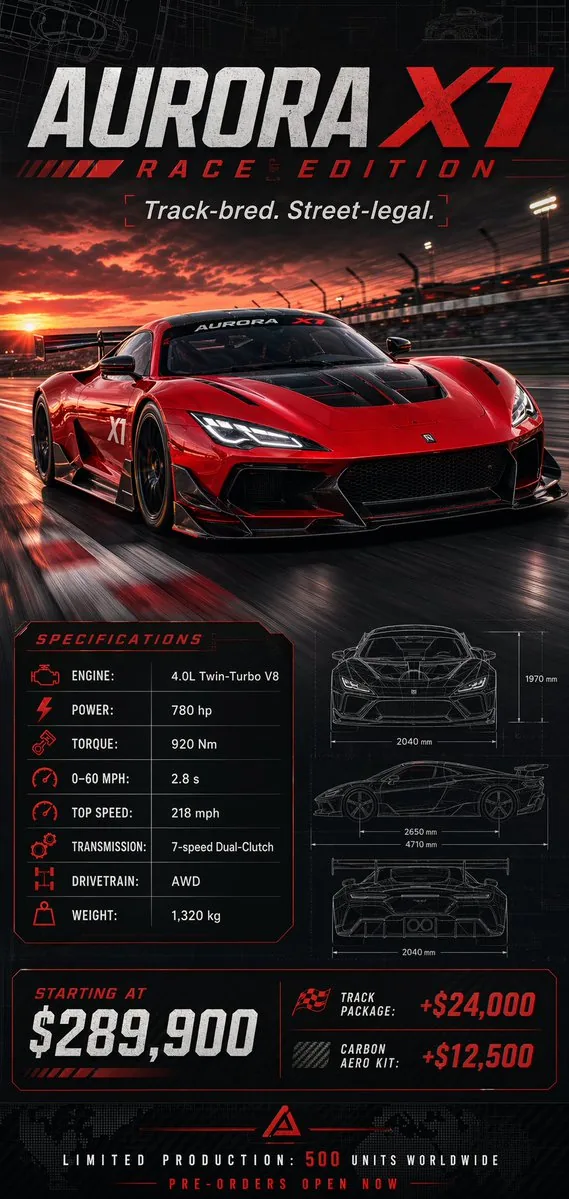生成带规格与价格的赛车海报