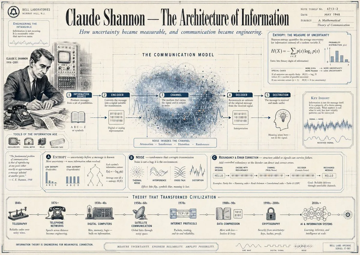 复古 Claude Shannon 信息图海报