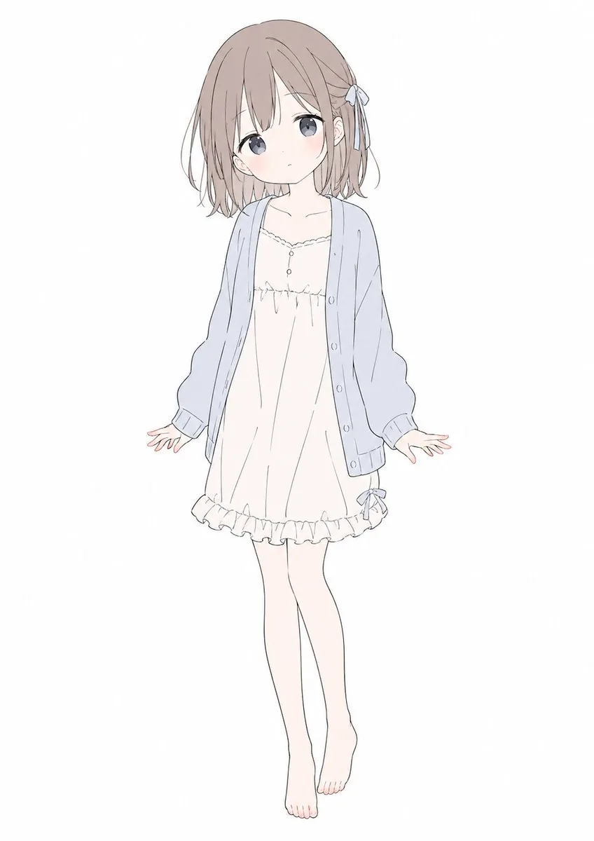 柔和粉彩动漫少女全身像