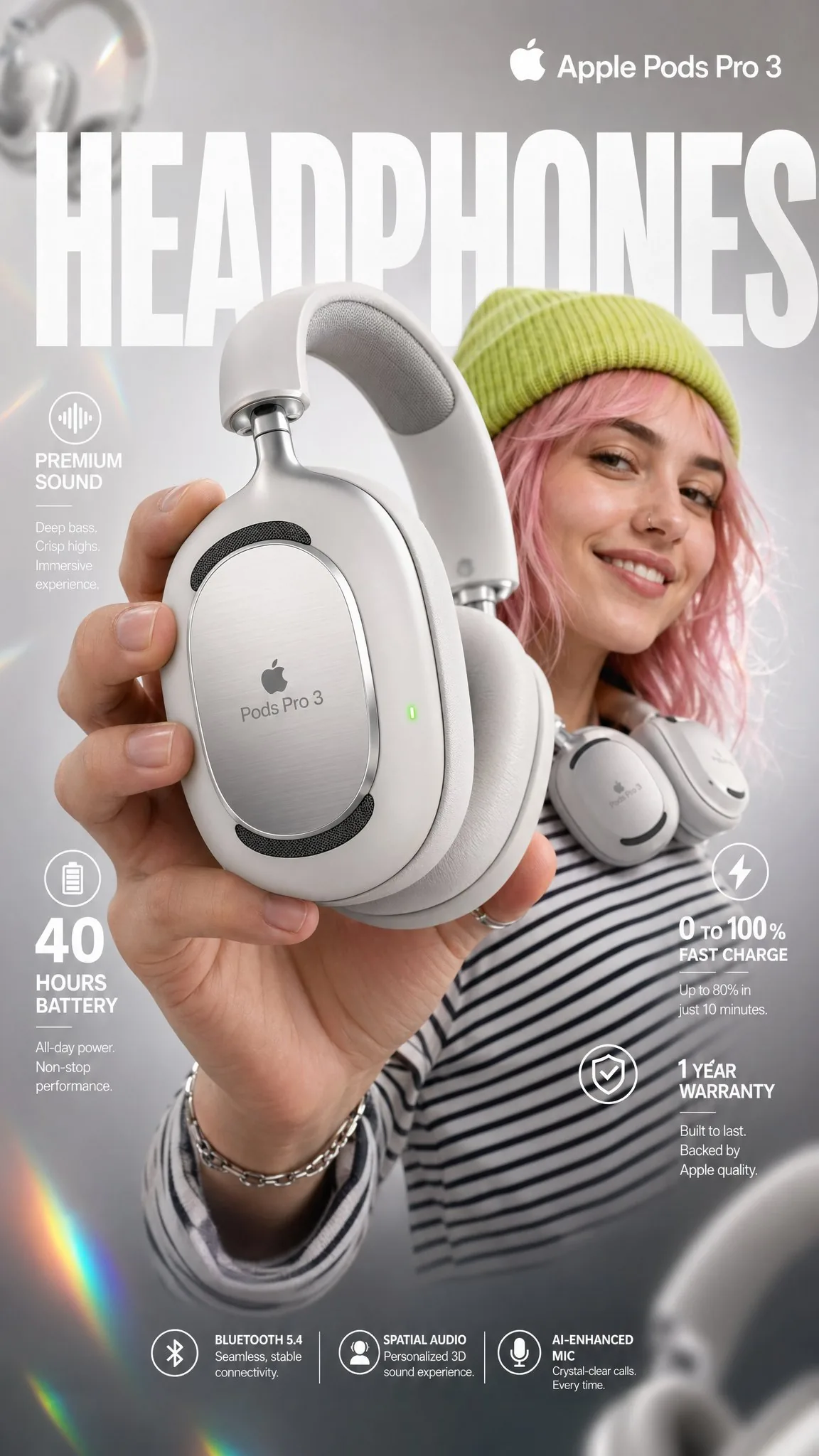Apple Pods Pro 3 耳机电商信息图