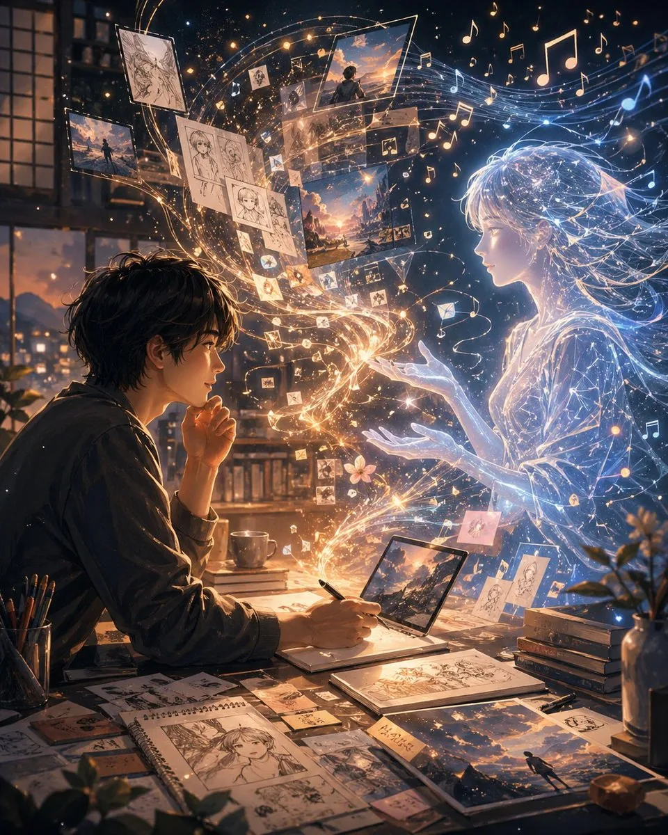 夜晚的艺术家与空灵缪斯